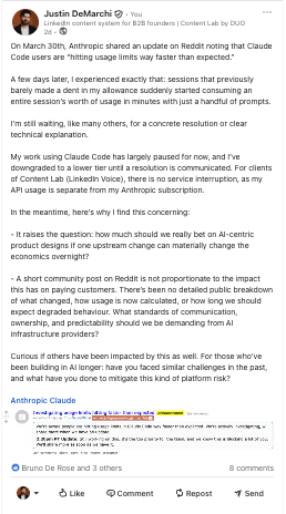 LinkedIn post 2 written with Content Lab