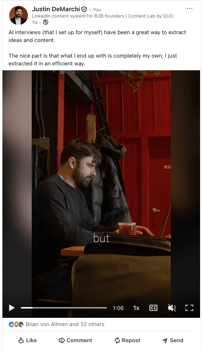 LinkedIn post 3 written with Content Lab